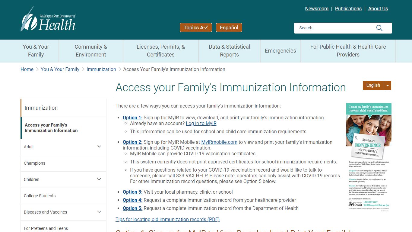 Access your Family's Immunization Information | Washington State ...